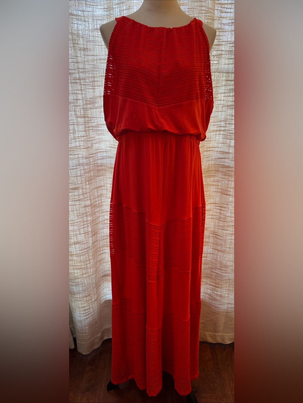 Chico’s Texture Detail Maxi Dress Women’s Sleeveless Elastic Waist Sz 2 (L)